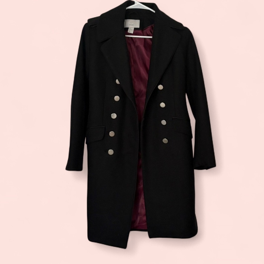 H&M Black Pea Coat with Tailored Silhouette